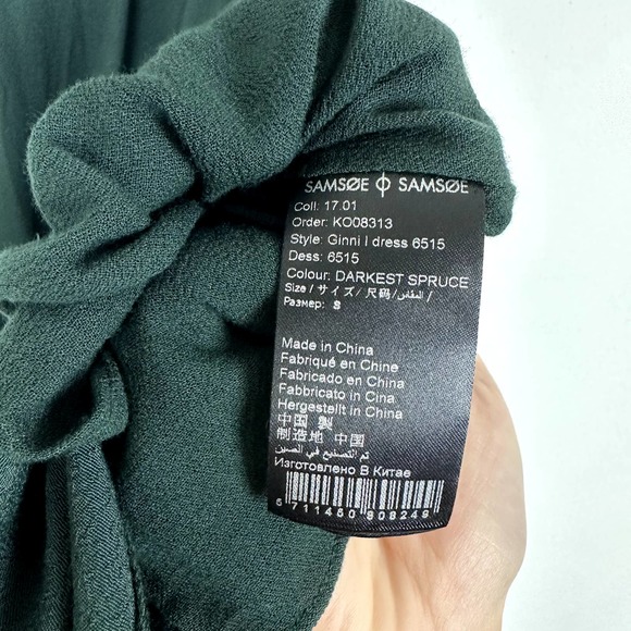 Samsoe & Samsoe Ginni Long Lace Back Dress in Darkest Spruce Size Small - Picture 9 of 10
